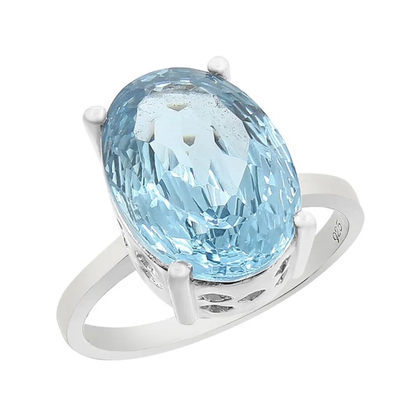 Aquamarine ring size 8 - Picture 2 of 5